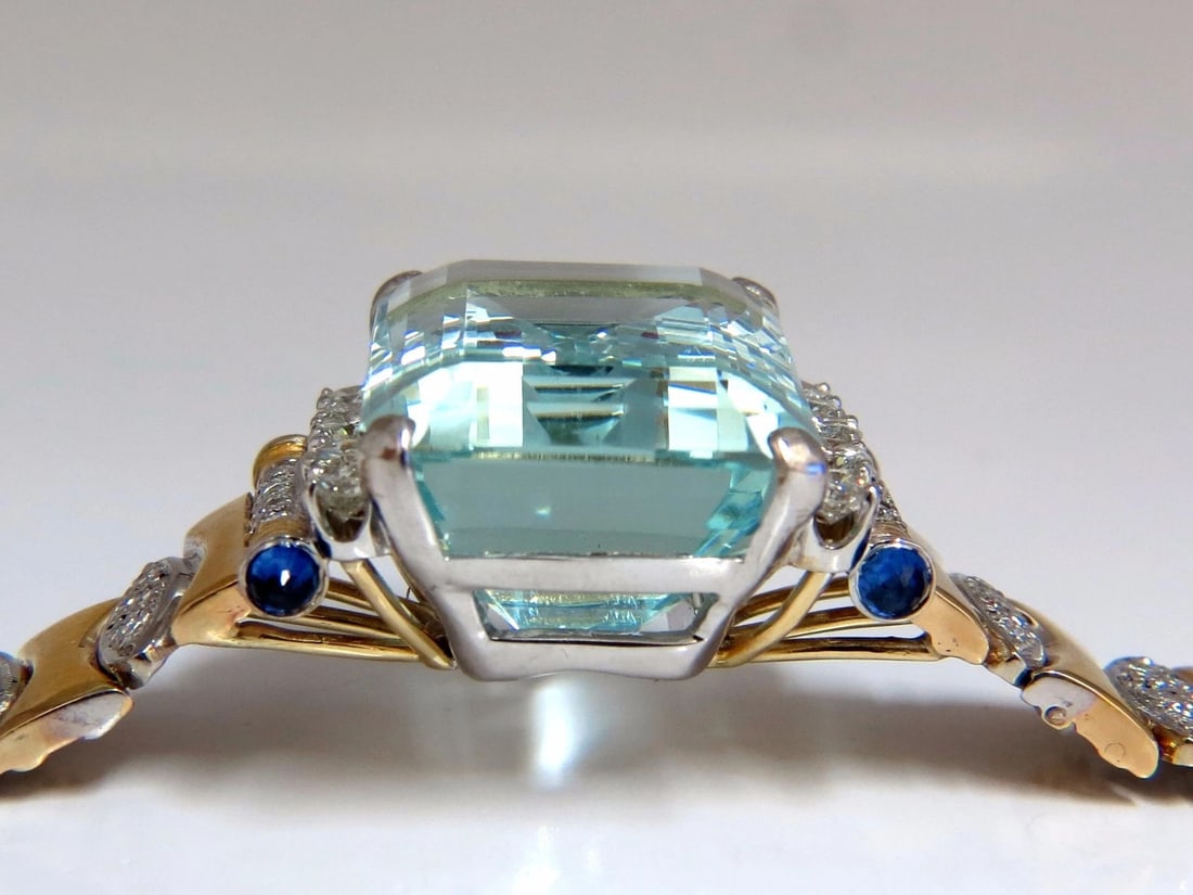 GIA Certified 56.05ct natural aquamarine diamonds bracelet Bohemian Deco 14kt ** - 5