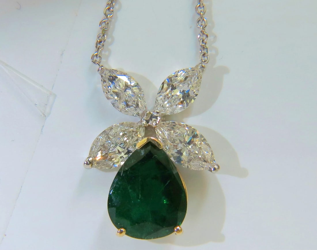 8.31CT NATURAL DIAMOND EMERALD PENDANT STAR 14kt Gold ** - 2