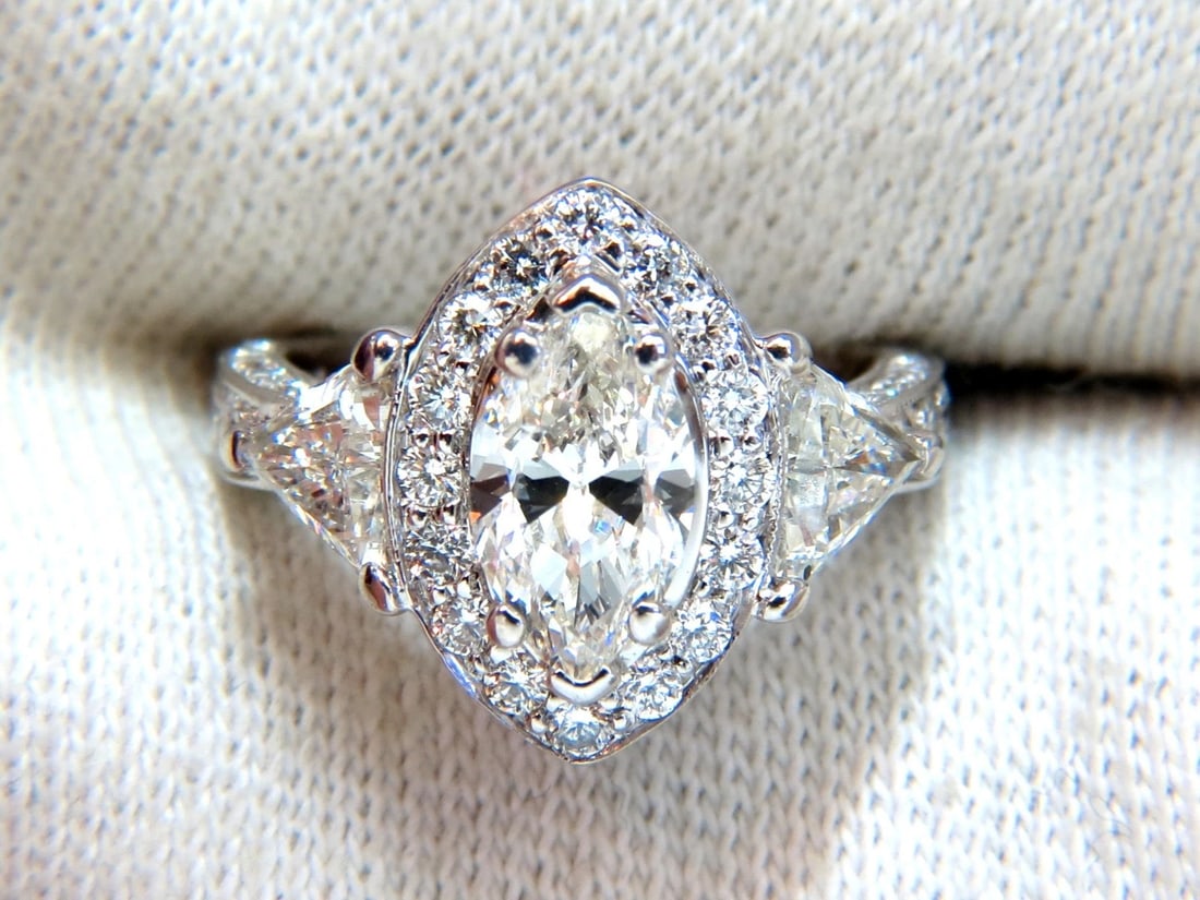 2.51ct Marquise Halo Natural Diamond Ring 14 Karat ** - 6