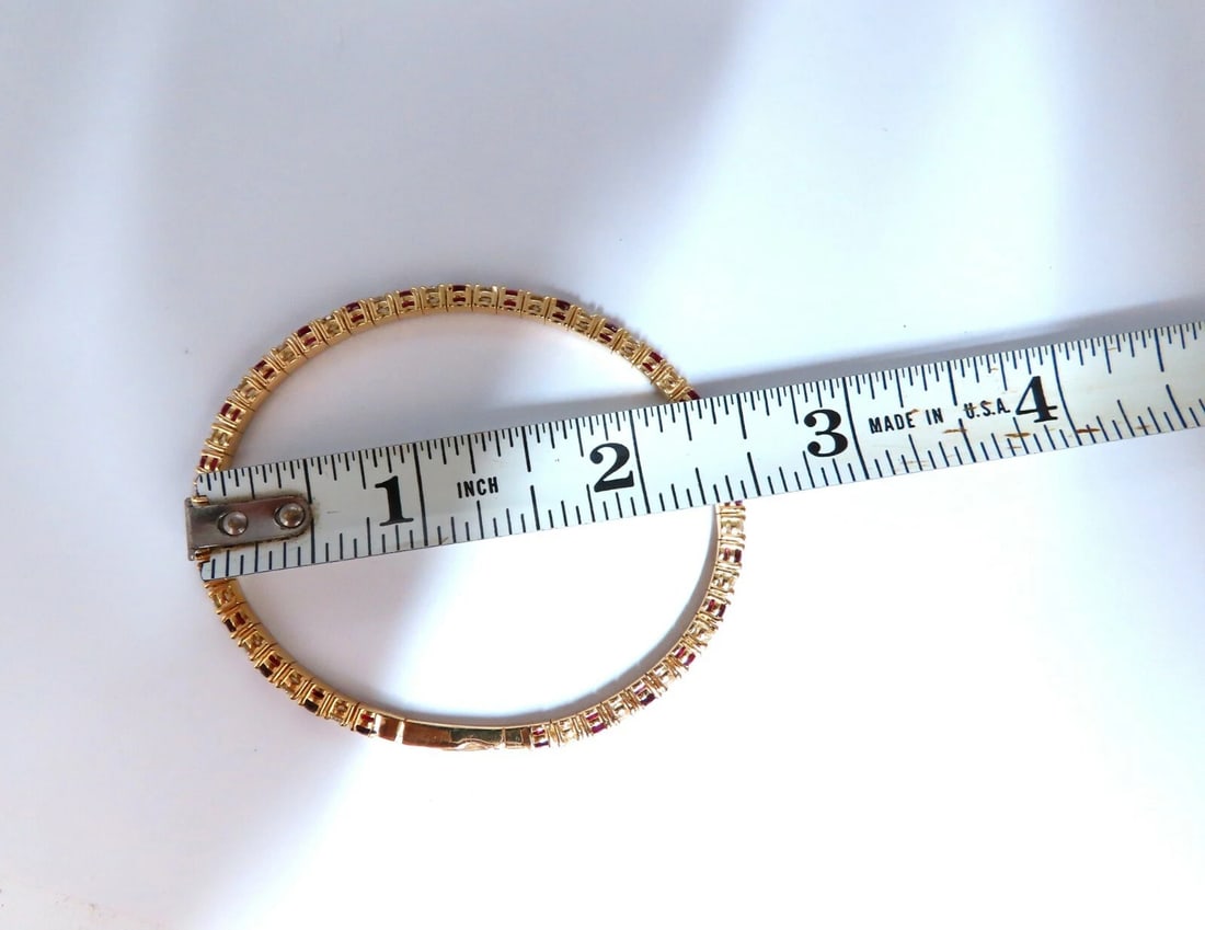7.80ct natural round cut ruby diamonds bangle bracelet 14kt Flex** - 6