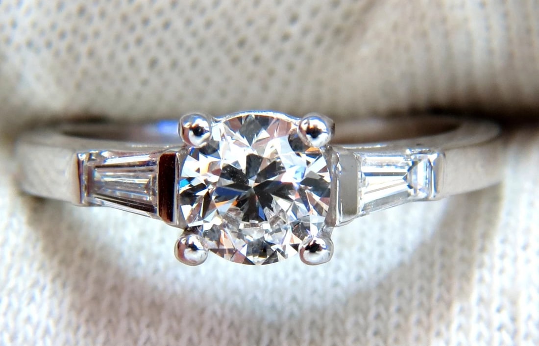 GIA Certified .90ct + .36ct Round Natural Diamond Engagement Ring Platinum** - 5