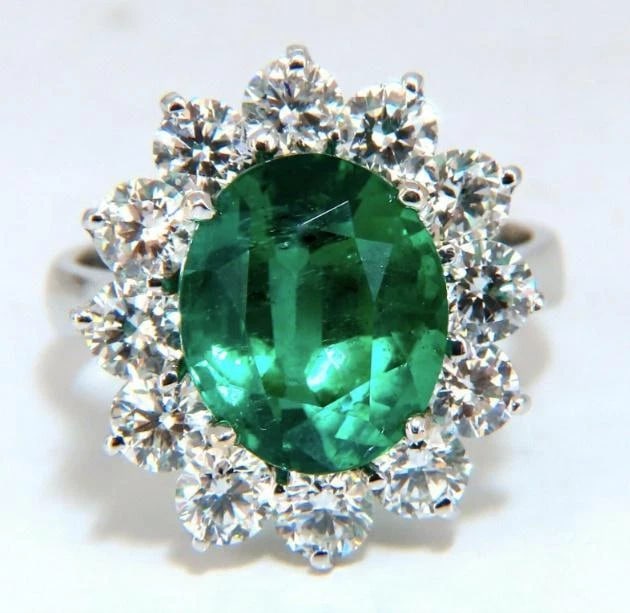 GIA Certified 4.40ct Natural Green Emerald Diamonds Ring 18kt Halo Prime 12351** - 7