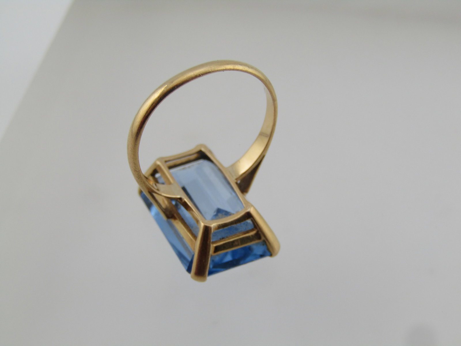 Vintage 18kt Blue Topaz Ring, Sz. 5.5, Pre MId-Century, 10CTW - 4