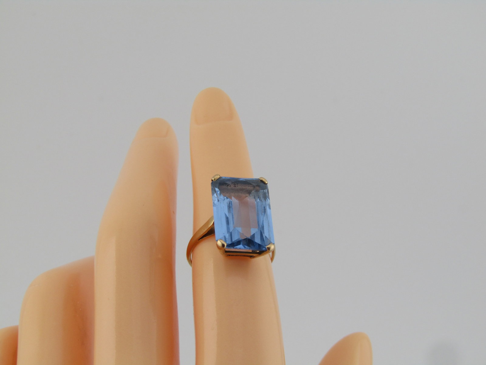 Vintage 18kt Blue Topaz Ring, Sz. 5.5, Pre MId-Century, 10CTW - 6