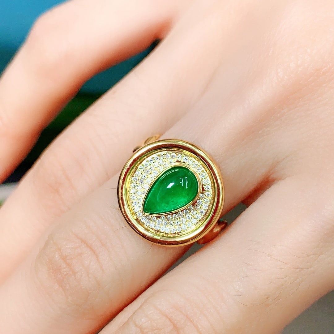 14K GOLD 1.36 CTW NATURAL EMERALD & DIAMOND RING - 2