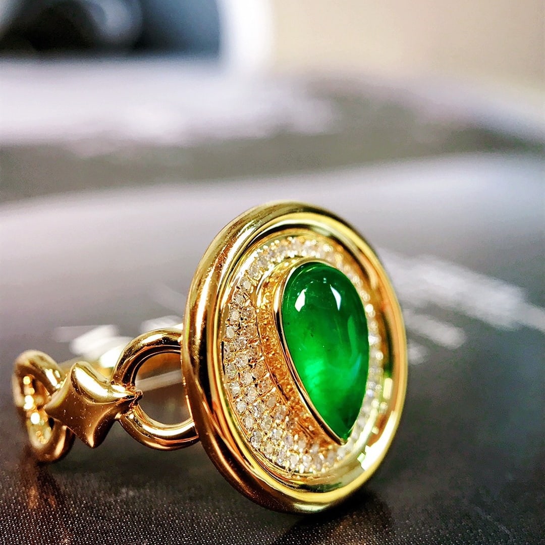 14K GOLD 1.36 CTW NATURAL EMERALD & DIAMOND RING - 5