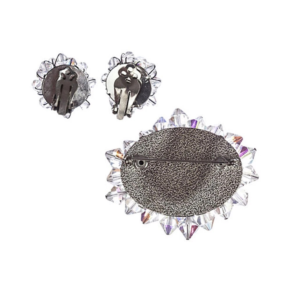 Crystal Bead Earrings & Pin Set - 4