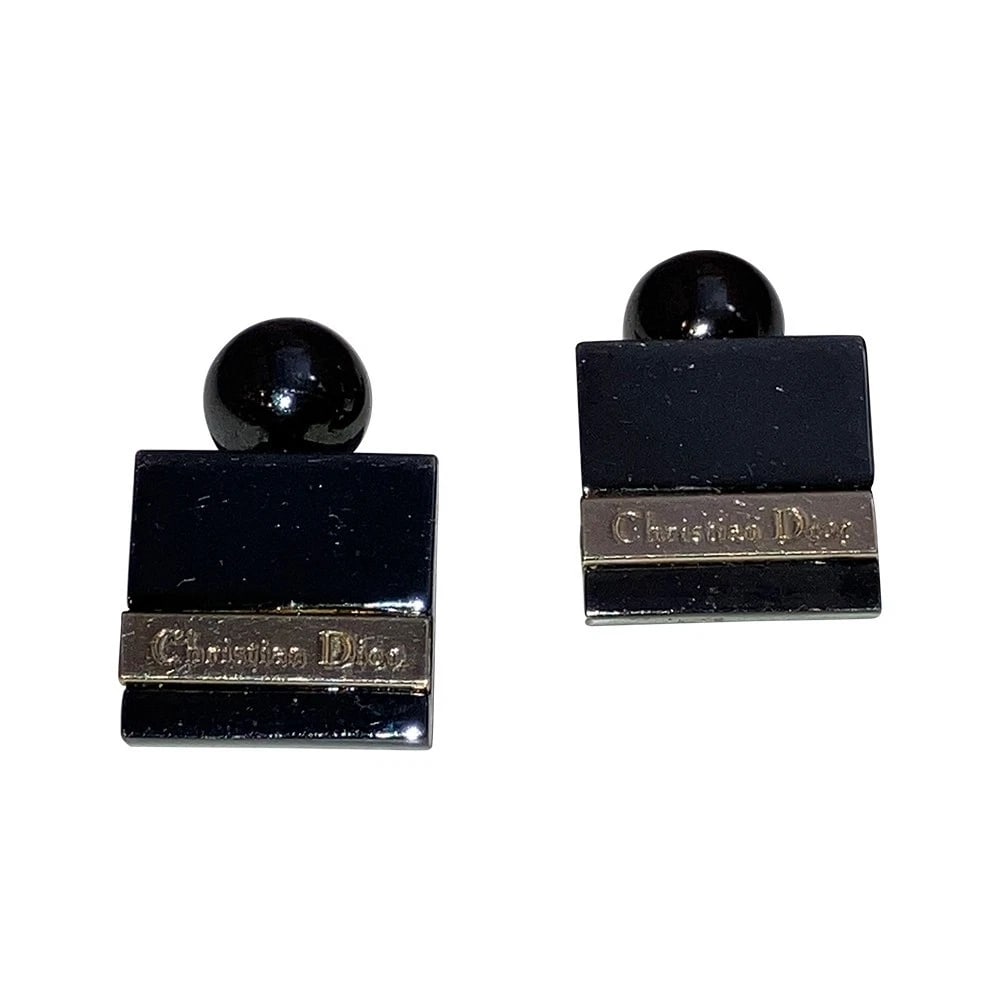 Christian Dior Two Tone Gunmetal and Goldtone Square Cufflinks Signed - 3