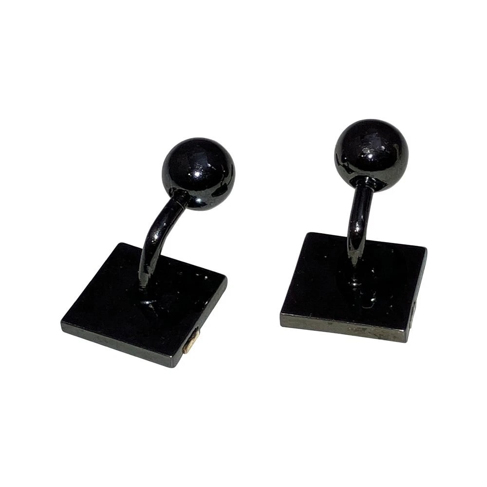 Christian Dior Two Tone Gunmetal and Goldtone Square Cufflinks Signed - 5