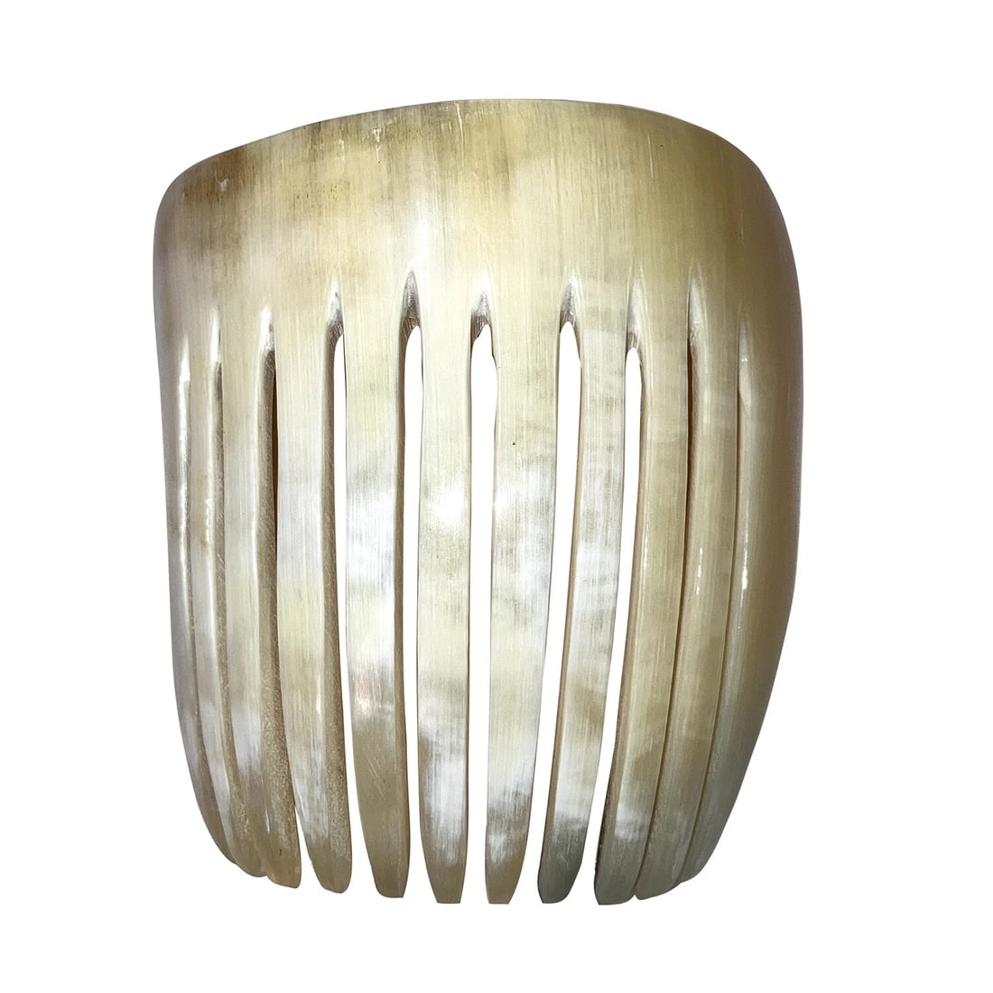 Mexican Hand Made White Cow Horn Decorative Hair Comb - 2