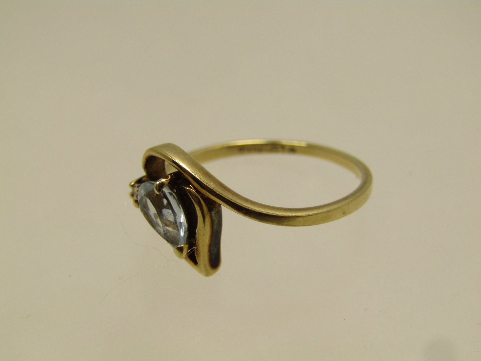 Vintage 10kt Aqua and Diamond Ring, Tru-Glo, Sz. 6.75, Mid-1990's - 3