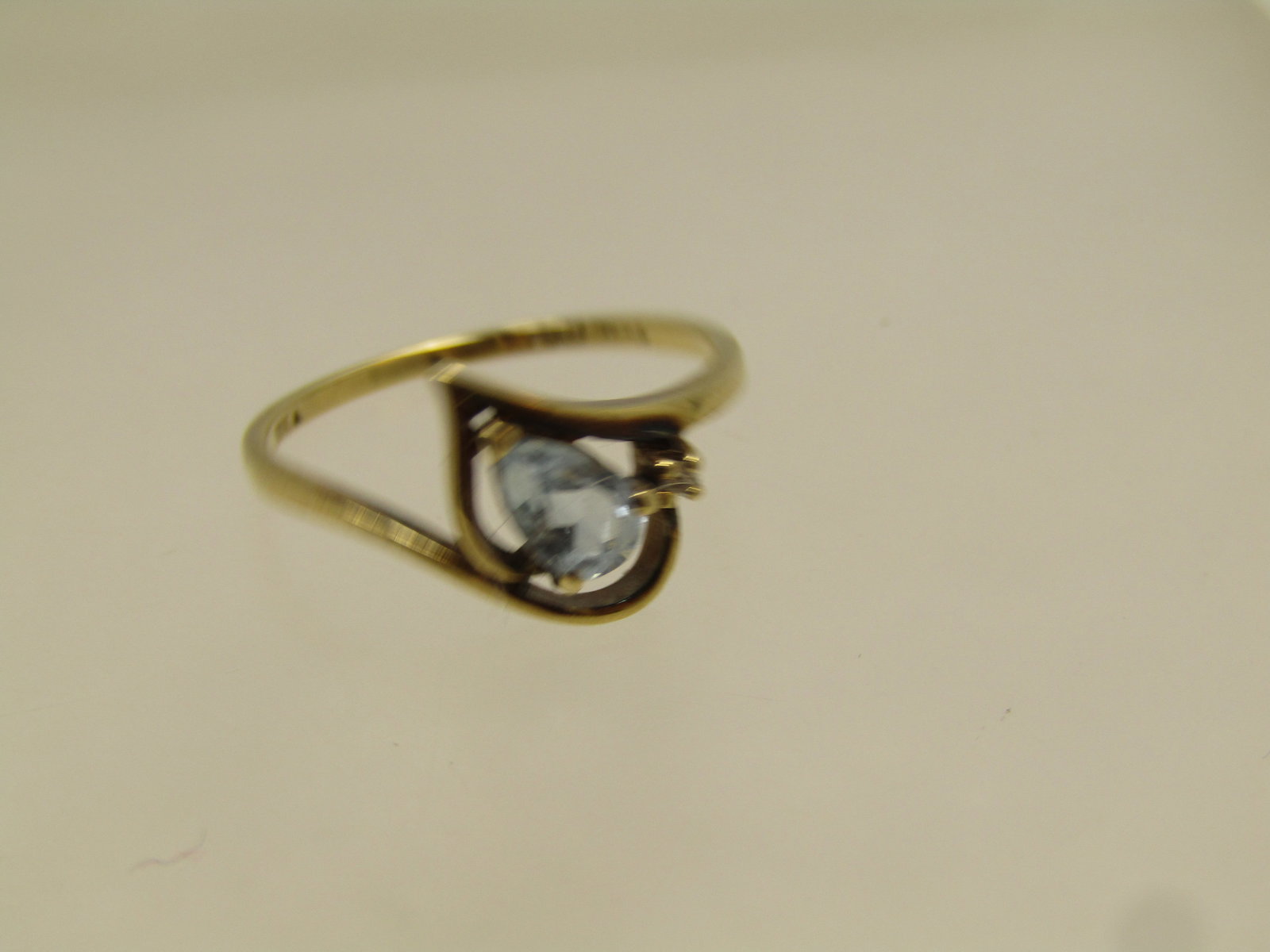 Vintage 10kt Aqua and Diamond Ring, Tru-Glo, Sz. 6.75, Mid-1990's - 4