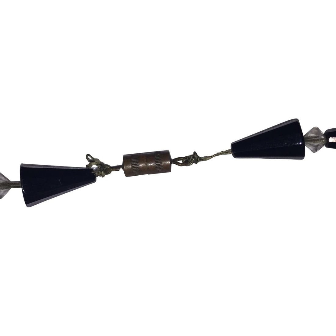 Art Deco French Faceted Crystal and Black Glass Bead Necklace - 5