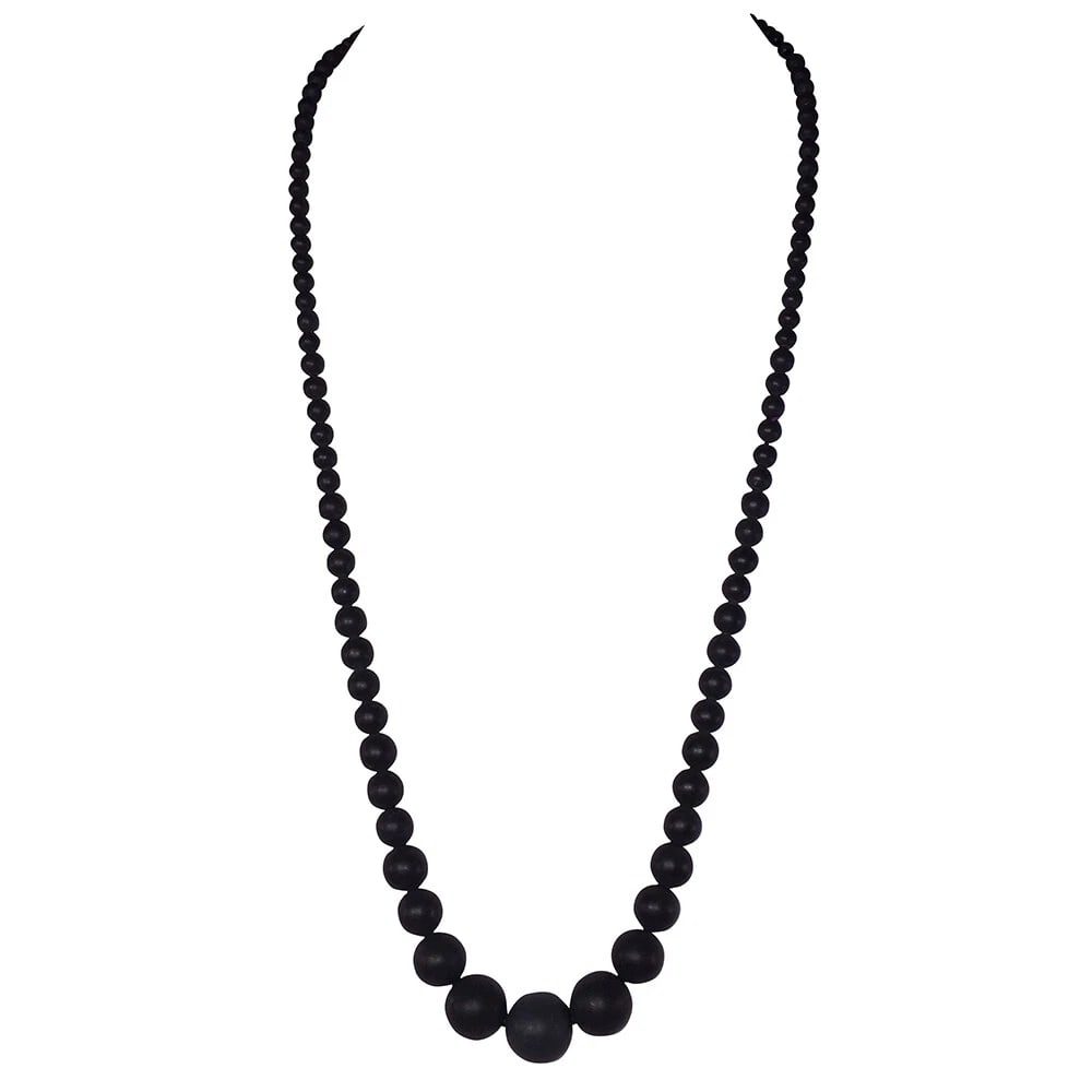 Victorian Whitby Jet Graduated Round Bead Necklace - 2