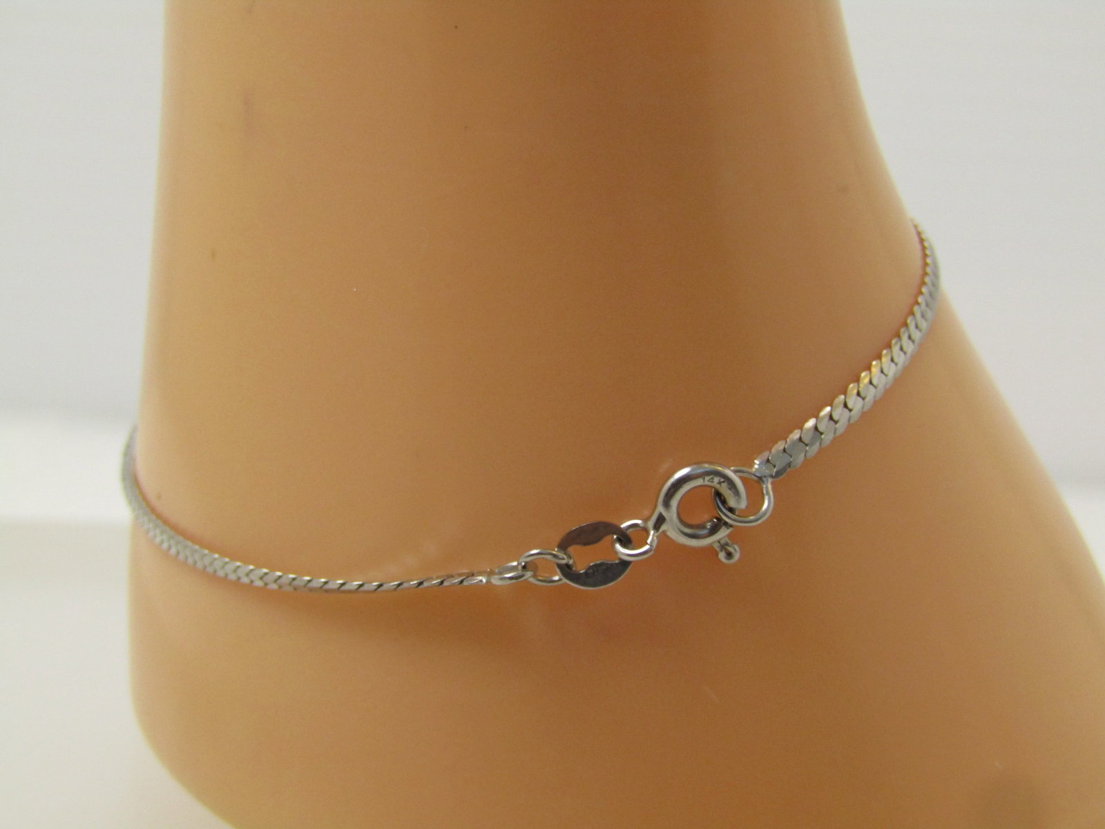 Vintage 14kt White Gold Bracelet, Herringbone, 7", Signed RVL 1980's-1990's - 3