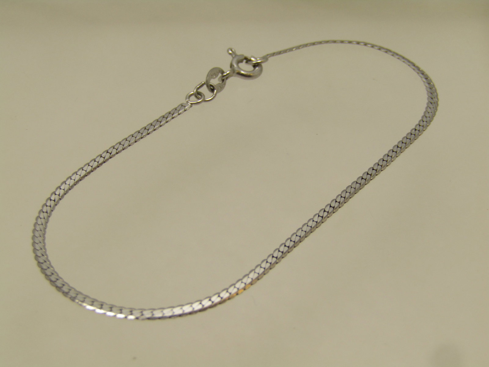 Vintage 14kt White Gold Bracelet, Herringbone, 7", Signed RVL 1980's-1990's - 4