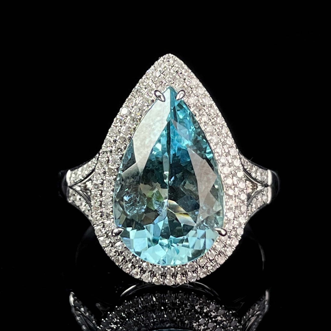 14K GOLD 4.86 CTW NATURAL AQUAMARINE & DIAMOND RING (1 of 5)