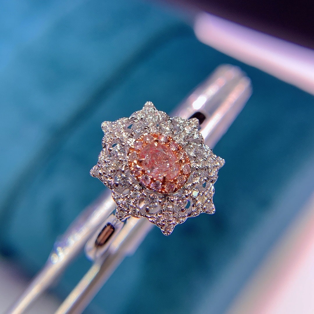 14K GOLD 0.37 CTW NATURAL PINK DIAMOND & DIAMOND RING - 3