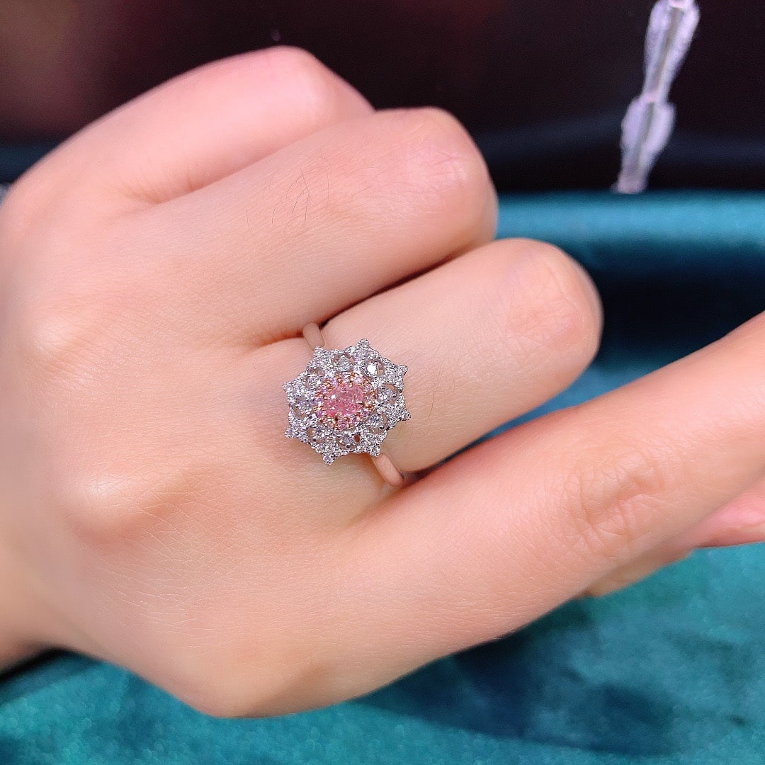 14K GOLD 0.37 CTW NATURAL PINK DIAMOND & DIAMOND RING - 4