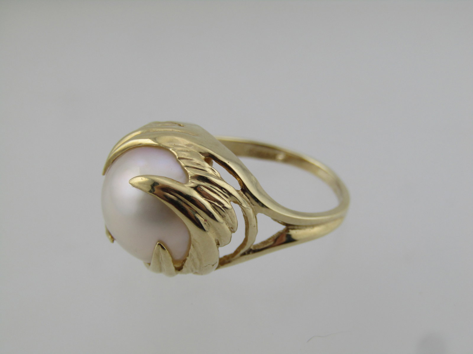 Vintage 10kt Wispy Wrapped Pearl Ring, Sz. 5.25. 108-'s-1990's, Signed - 4