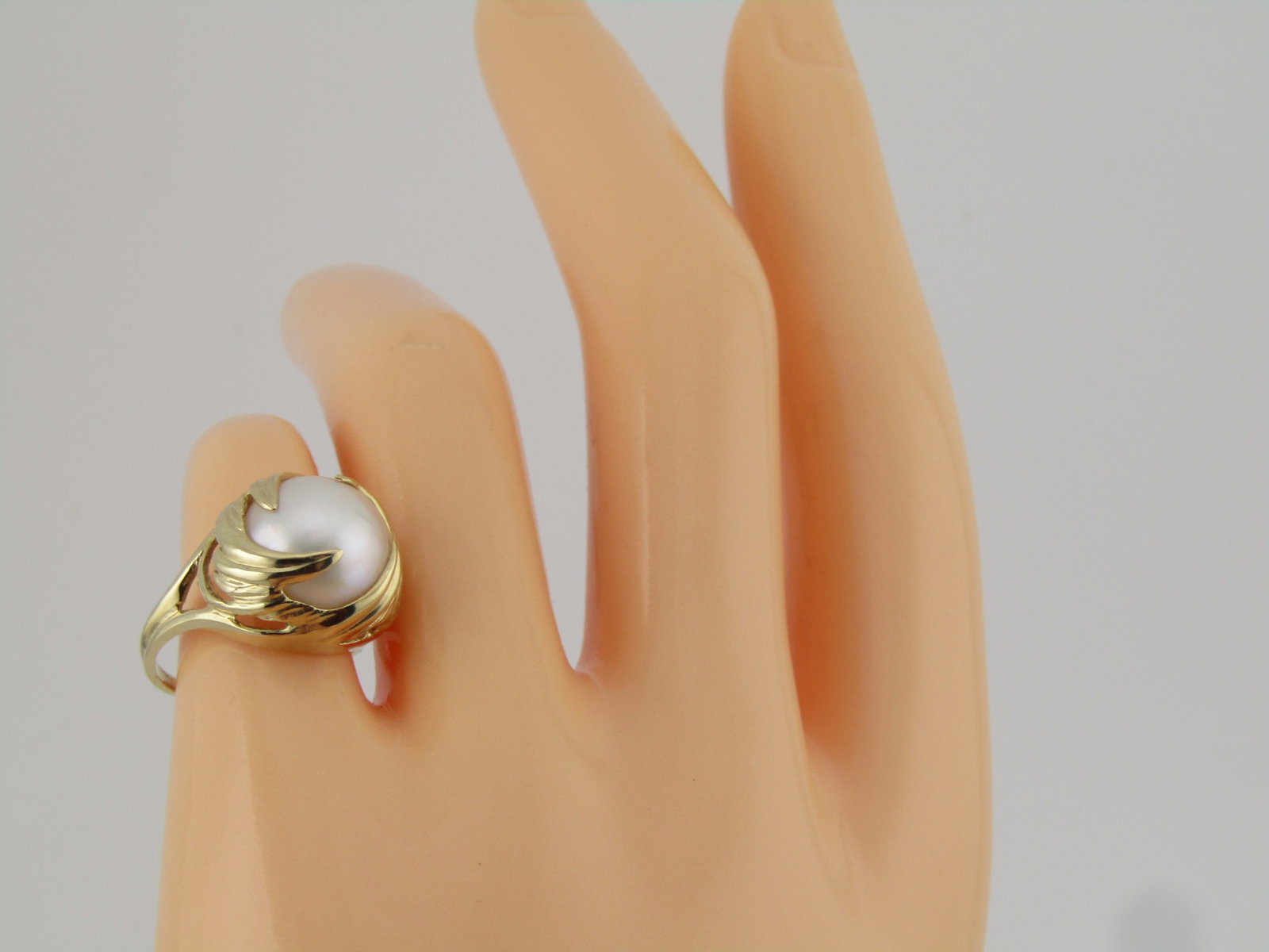 Vintage 10kt Wispy Wrapped Pearl Ring, Sz. 5.25. 108-'s-1990's, Signed - 6