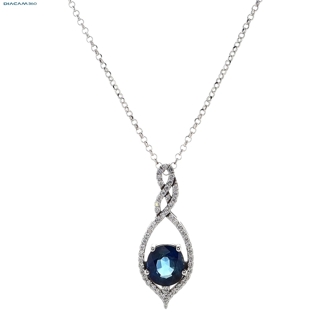 4.45cttw Natural Sapphire & Natural Diamond Necklace 14K White Gold 6.02 gr: Title:4.45cttw Natural Sapphire & Natural Diamond Necklace 14K White Gold 6.02 gr Description: Reserve: $2,800.00 Shipping: Domestic: Shipping rates are determined by destination International: