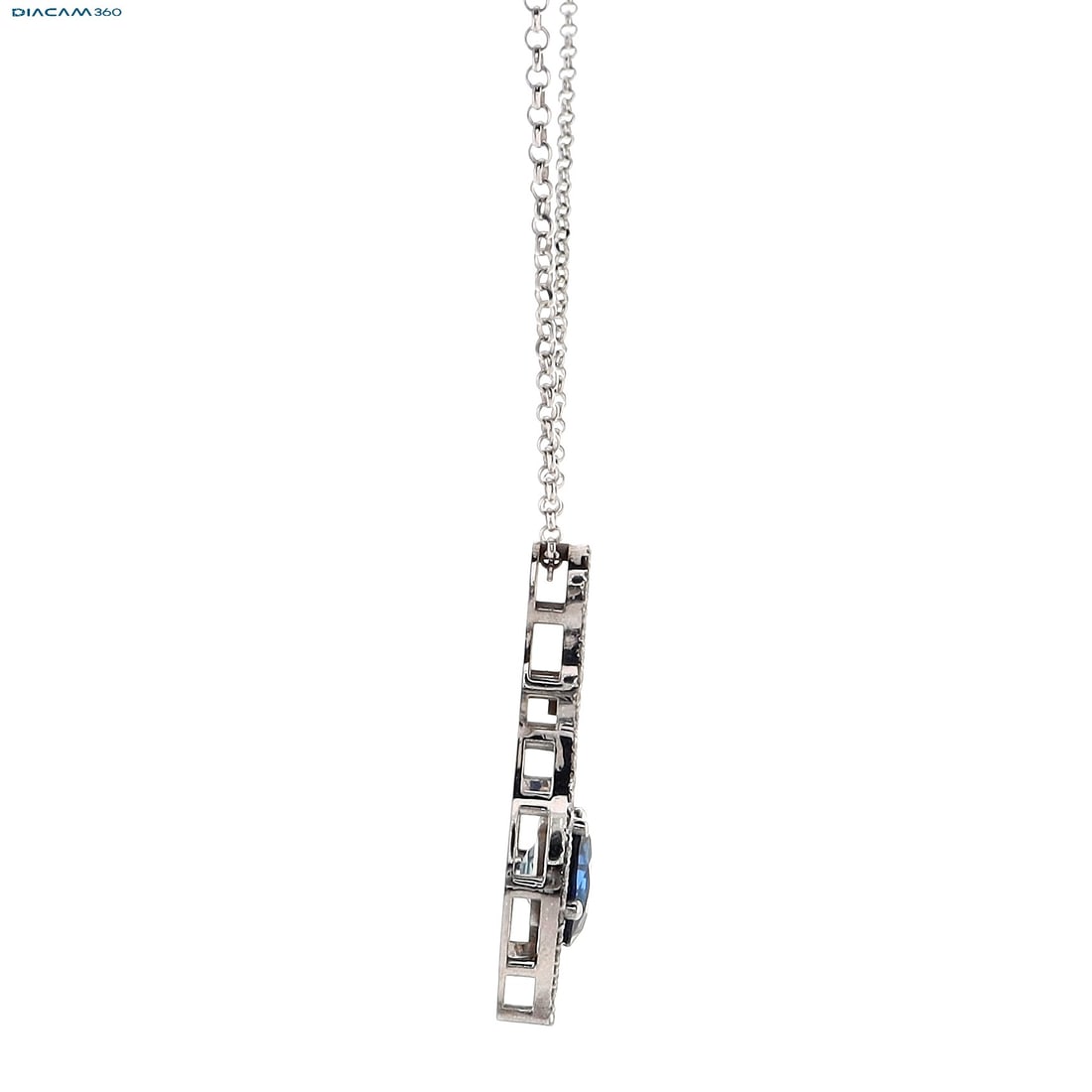 4.45cttw Natural Sapphire & Natural Diamond Necklace 14K White Gold 6.02 gr - 2