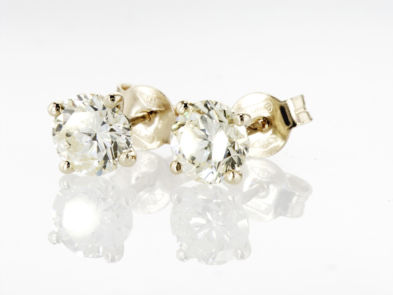 2.00cttw Natural Diamond Earrings 14K Yellow Gold 1.38 gr - 3