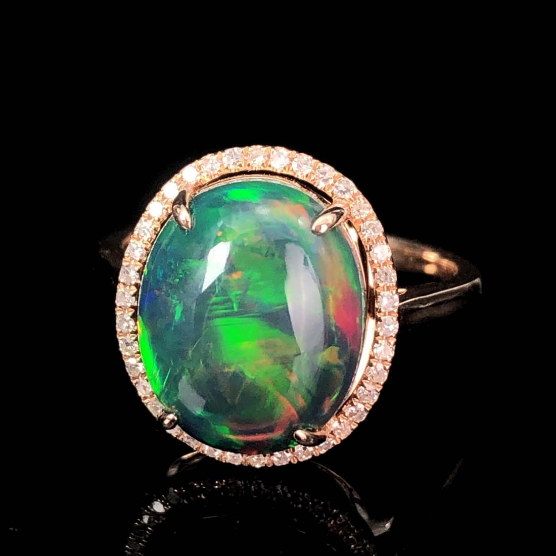 14K GOLD 3.95 CT NATURAL OPAL & DIAMOND RING - 4