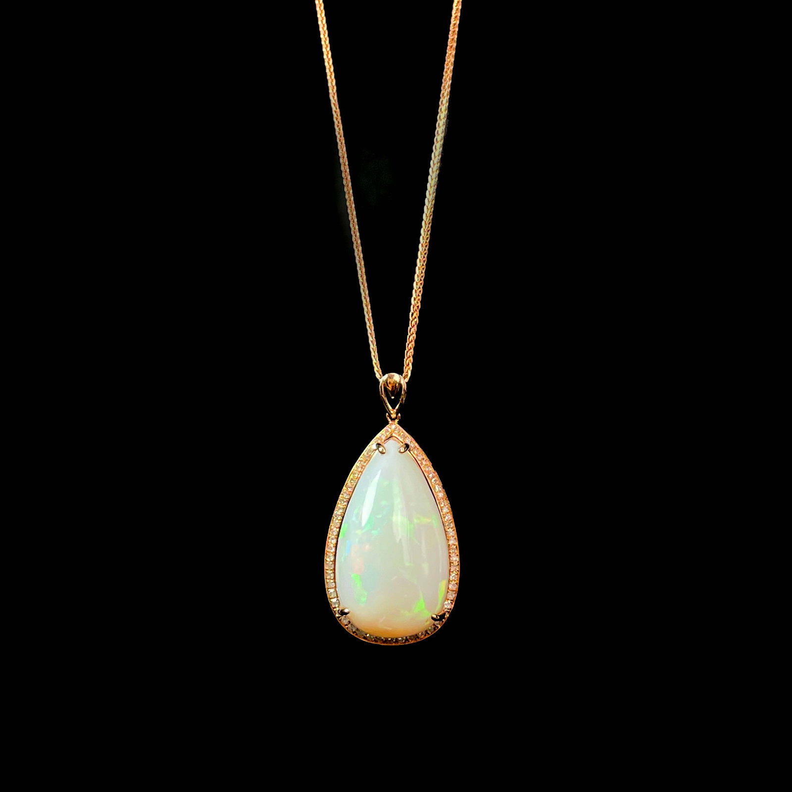 14K GOLD 20.3 CT NATURAL OPAL & DIAMOND PENDANT - 3