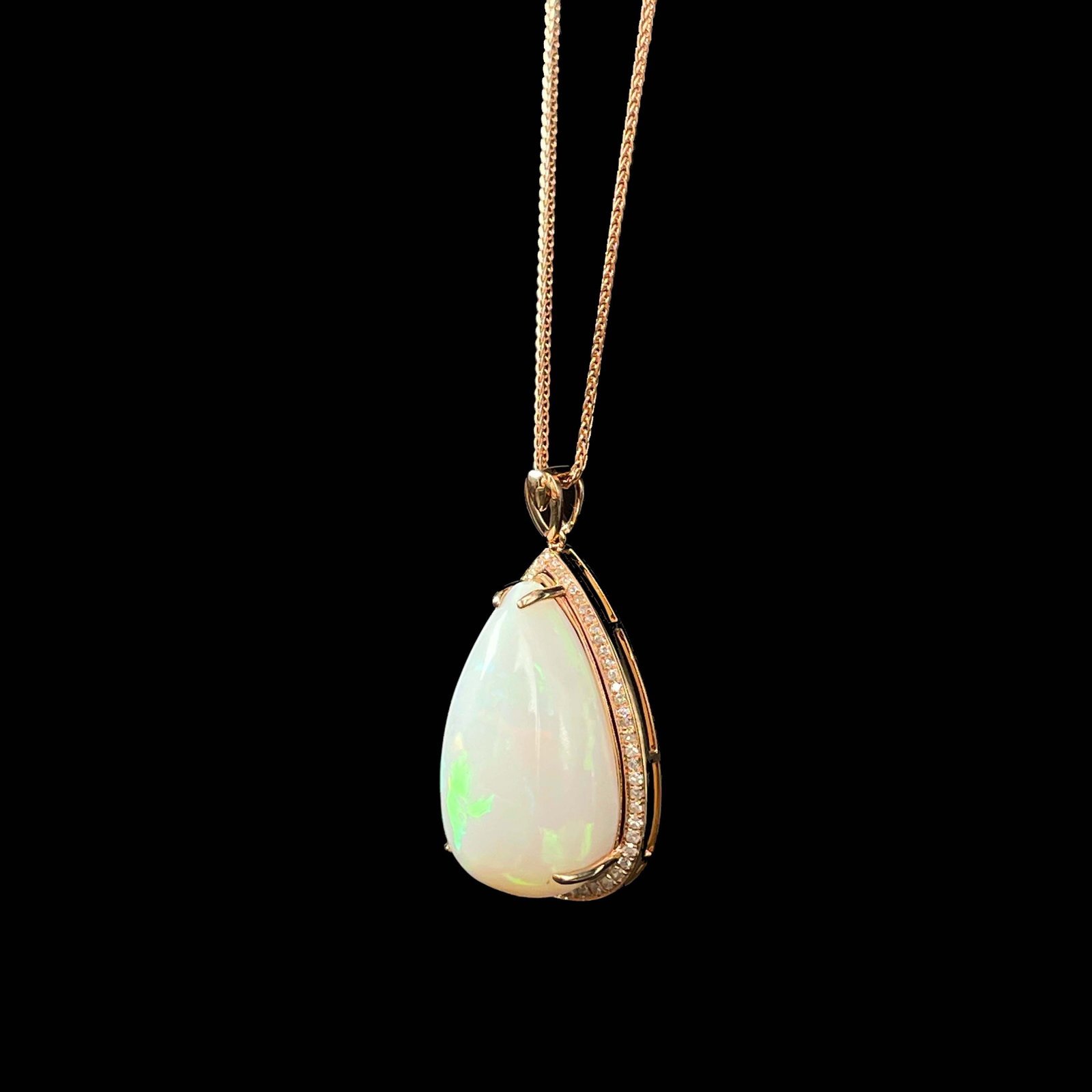14K GOLD 20.3 CT NATURAL OPAL & DIAMOND PENDANT - 5