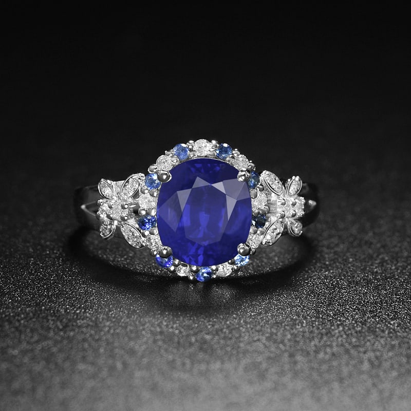 14K GOLD 2.37 CTW VIVID BLUE NATURAL SAPPHIRE & DIAMOND RING: Title:14K GOLD 2.37 CTW VIVID BLUE NATURAL SAPPHIRE & DIAMOND RING Description:Ref:230655140Gold Content:14K GoldRing Size:7.25USMain Gemstone:SapphireNumber of stones:1Shape:OvalCarat Weight:2.12ct