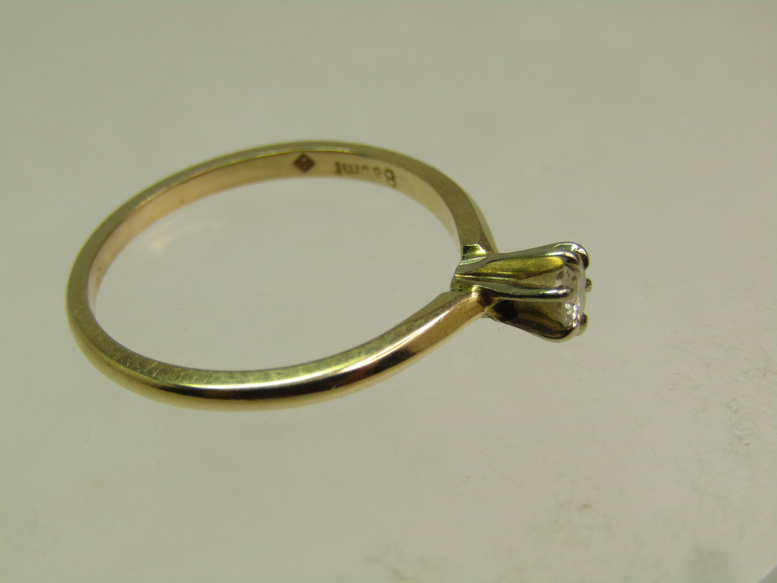 Vintage 14kt Diamond Engagement Ring. .20 ctw, Solitaire, Sz. 7, Signed Baumf, 1960's-1980's - 6
