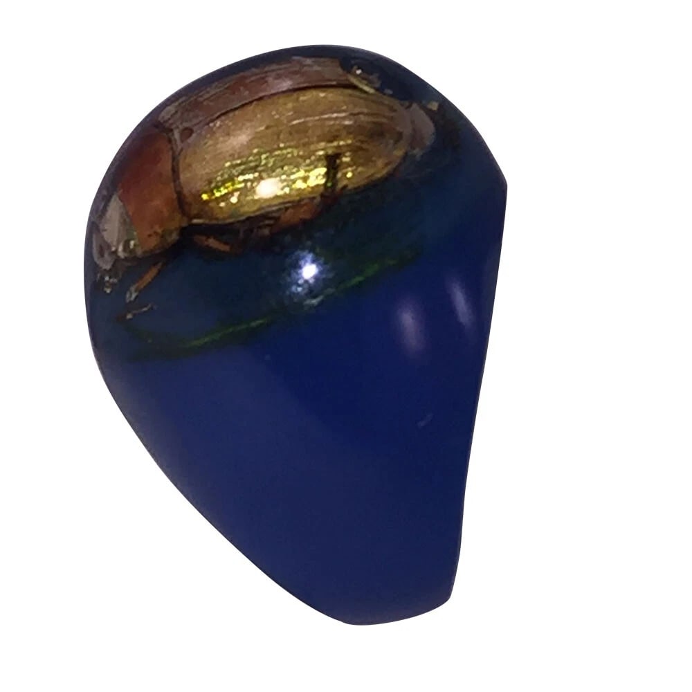 Scarab Blue Bug Plastic Ring - 3