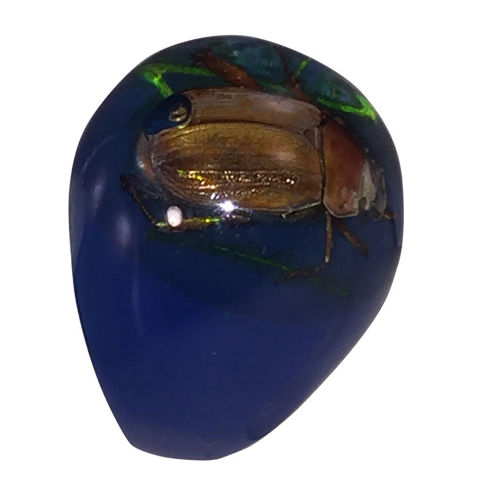 Scarab Blue Bug Plastic Ring - 4