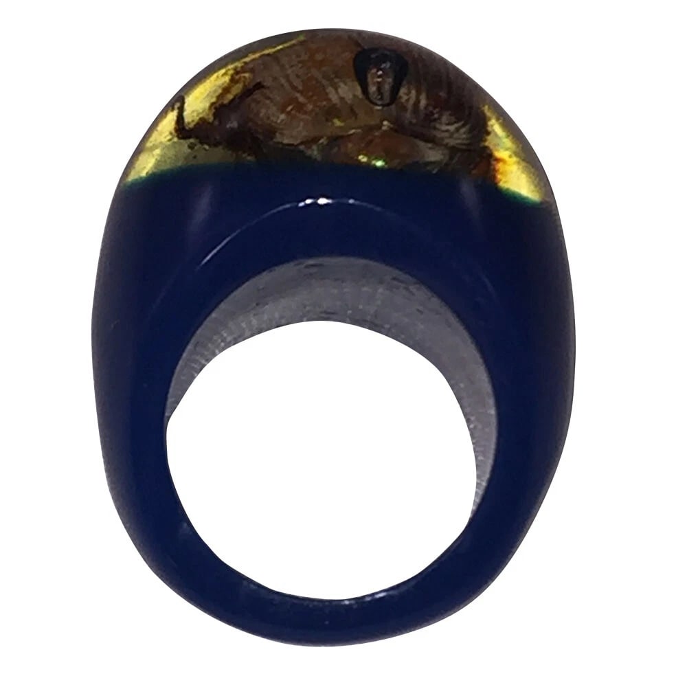 Scarab Blue Bug Plastic Ring - 5