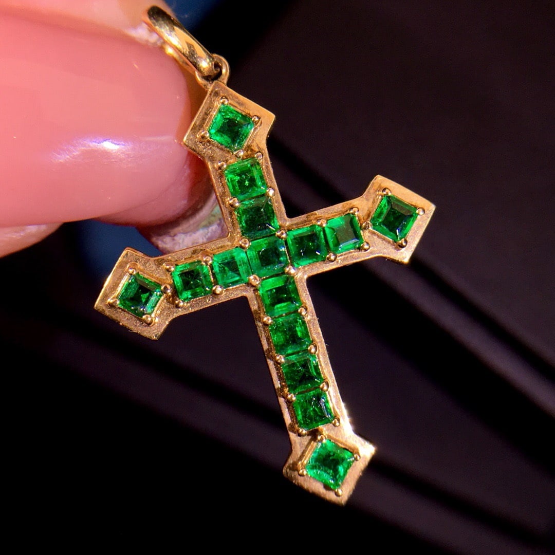 14K GOLD 1.8 CT VIVID GREEN NATURAL EMERALD PENDANT - 5