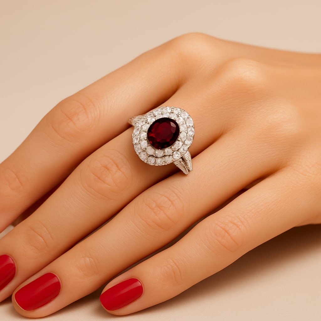 3.44cttw Natural Ruby & Natural Diamond Ring 18K White Gold 5.9 gr - 2