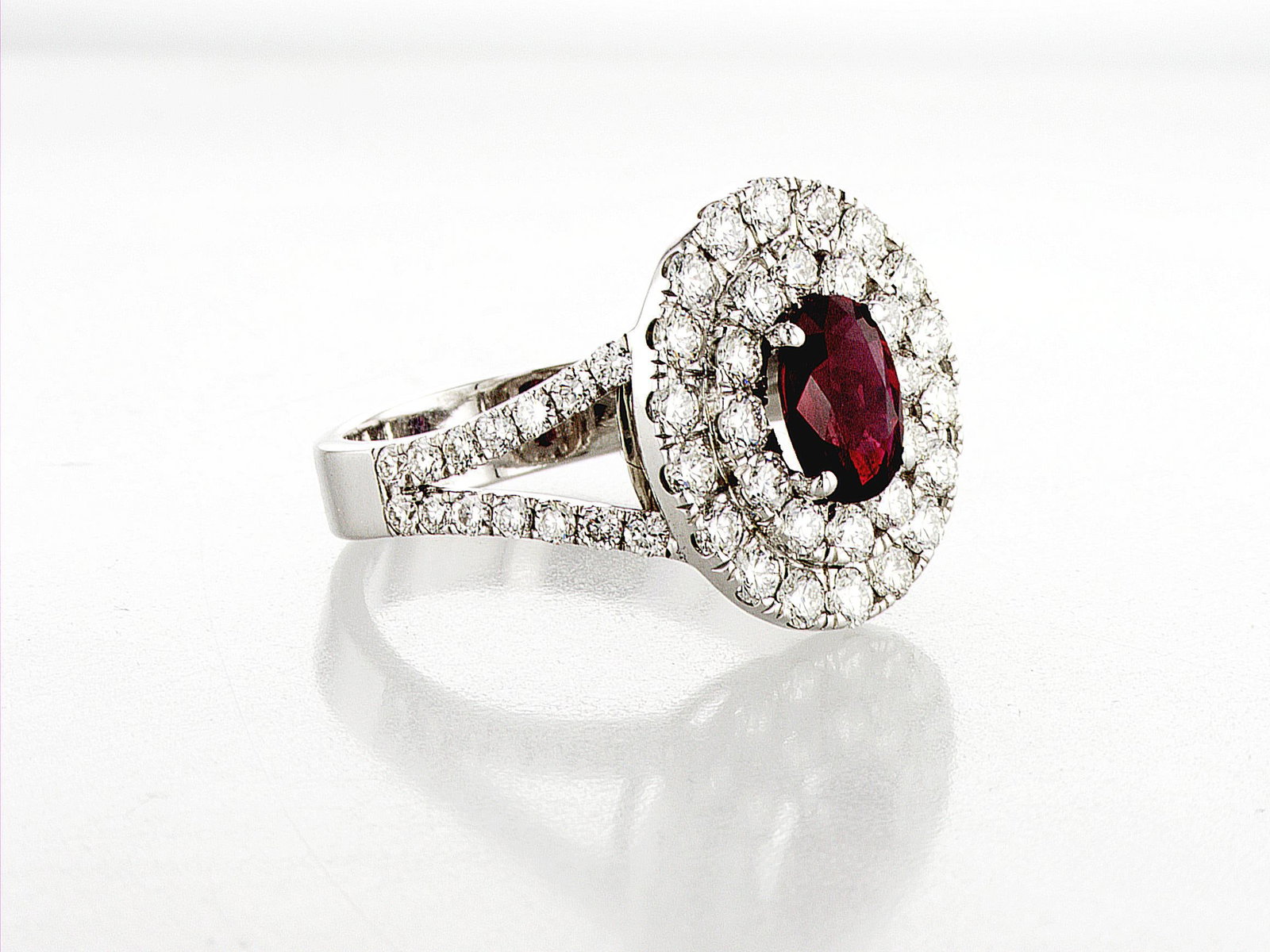 3.44cttw Natural Ruby & Natural Diamond Ring 18K White Gold 5.9 gr - 4