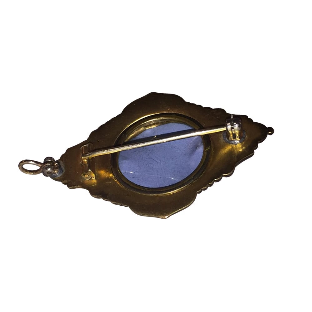 Victorian Etruscan Inspired Brass Pendant Pin Locket - 4