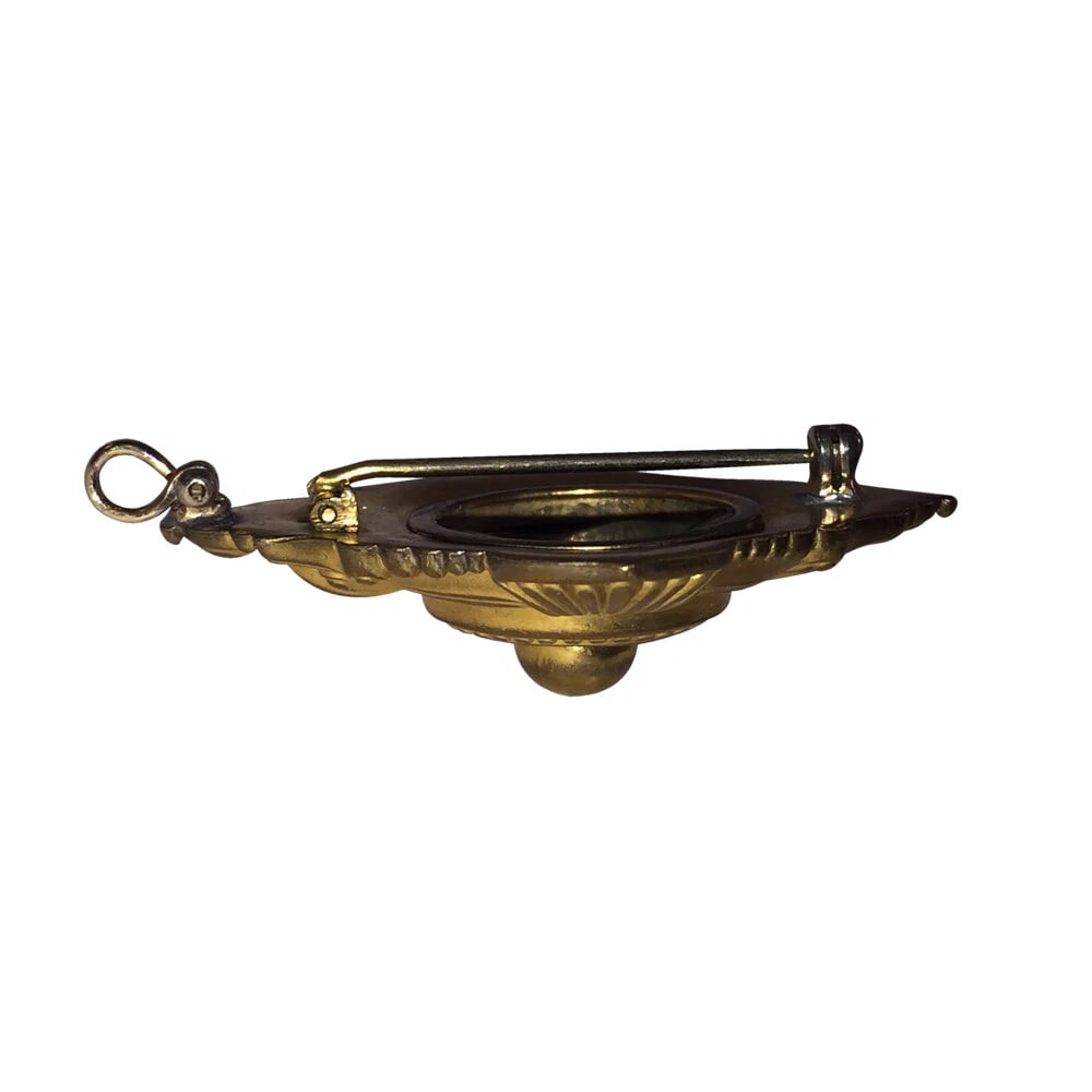 Victorian Etruscan Inspired Brass Pendant Pin Locket - 6