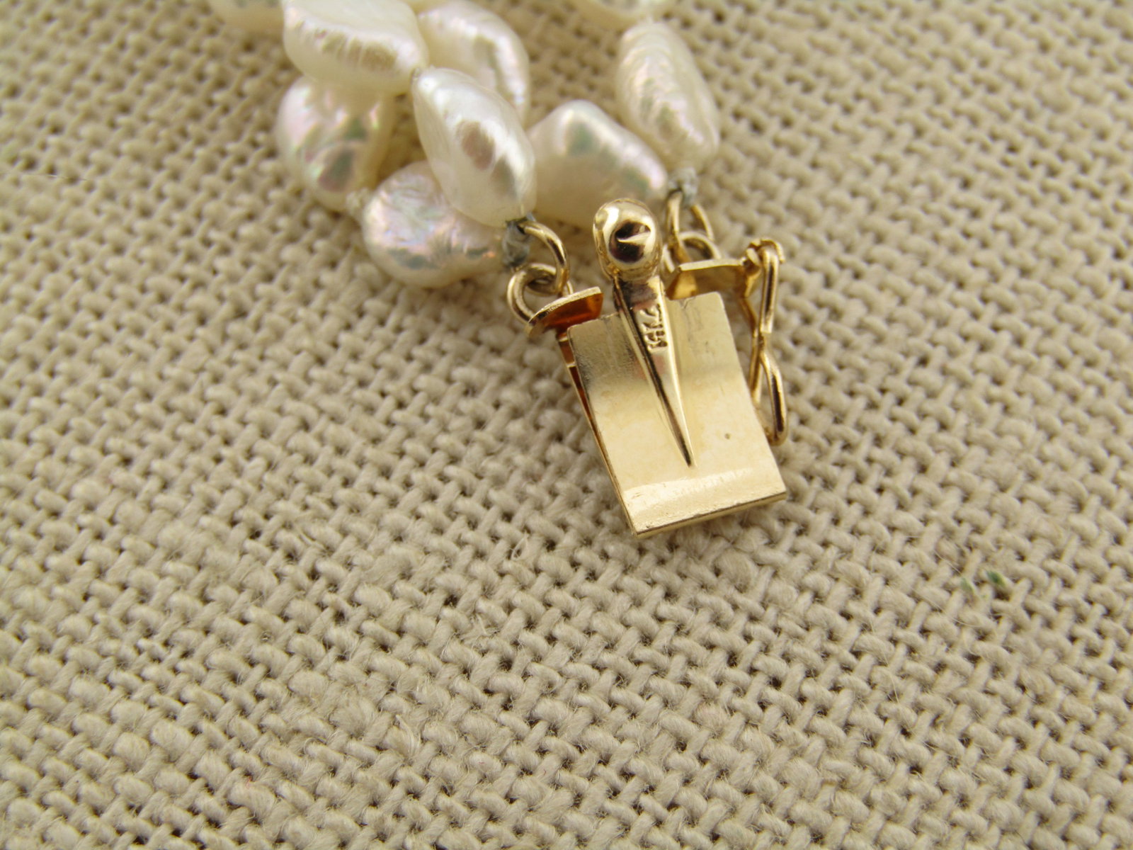 Vintage 14kt Freshwater Pearl Four Strand Necklce, 34", 14kt Beads and Box Clasp, 1980's - 6