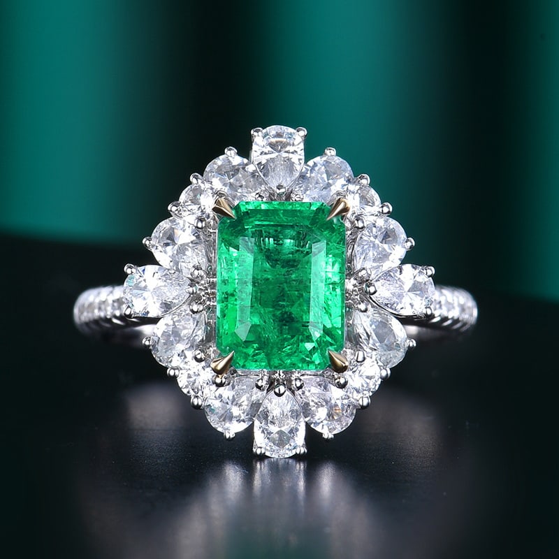 14K GOLD 1.85 CTW VIVID GREEN NATURAL EMERALD & DIAMOND RING/PENDANT (1 of 10)