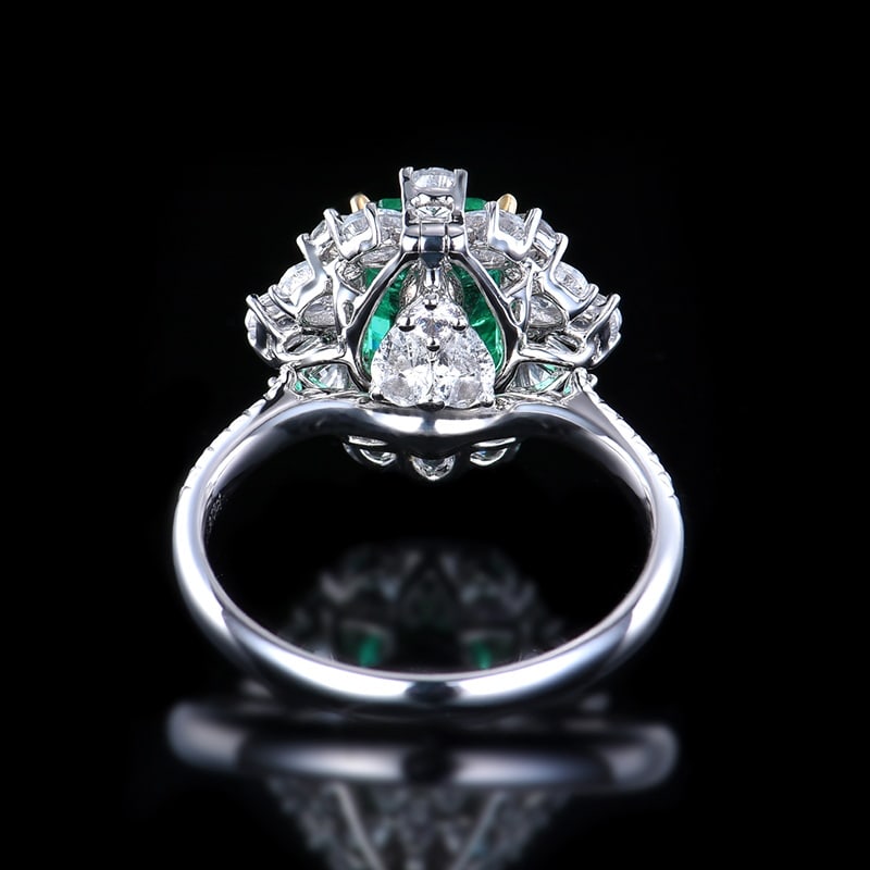 14K GOLD 1.85 CTW VIVID GREEN NATURAL EMERALD & DIAMOND RING/PENDANT - 3