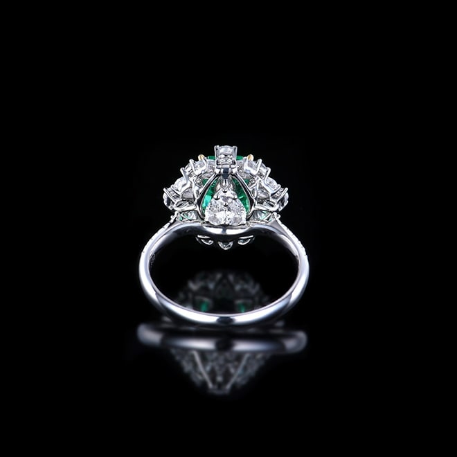 14K GOLD 1.85 CTW VIVID GREEN NATURAL EMERALD & DIAMOND RING/PENDANT - 5