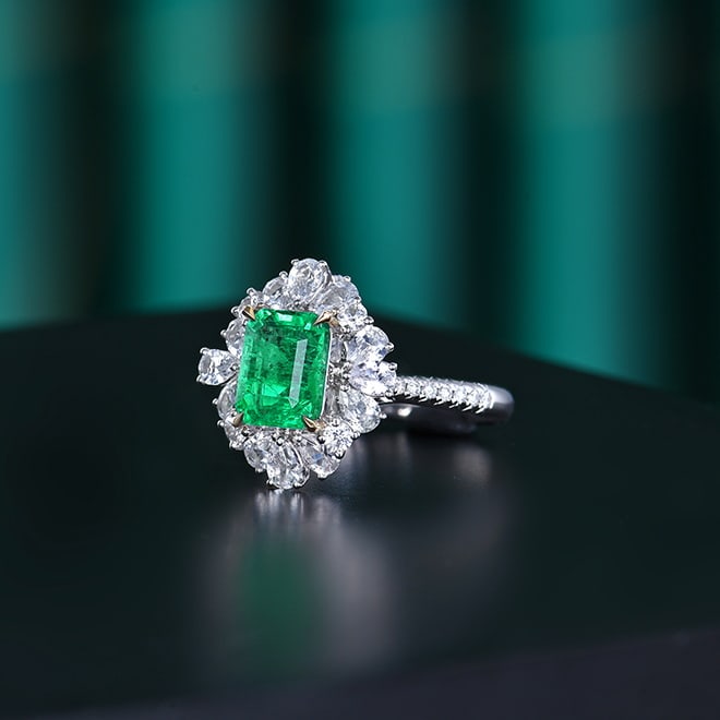 14K GOLD 1.85 CTW VIVID GREEN NATURAL EMERALD & DIAMOND RING/PENDANT - 6