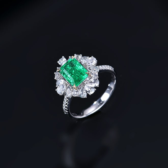 14K GOLD 1.85 CTW VIVID GREEN NATURAL EMERALD & DIAMOND RING/PENDANT - 7