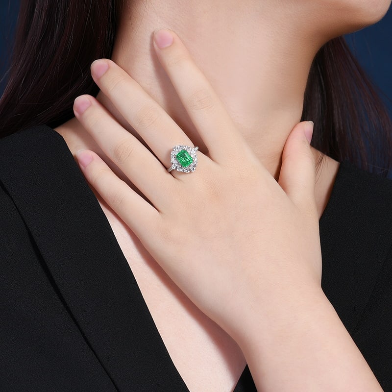 14K GOLD 1.85 CTW VIVID GREEN NATURAL EMERALD & DIAMOND RING/PENDANT - 8