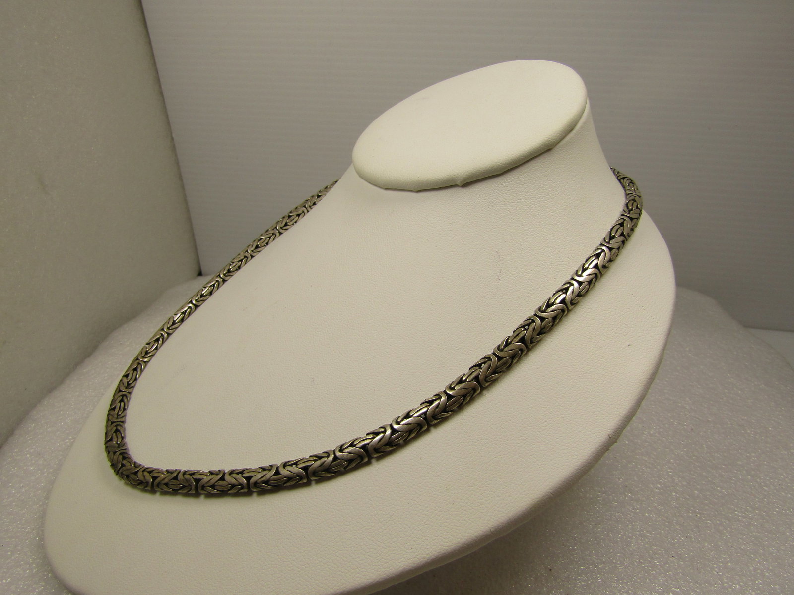 Vintage Sterling Silver 5mm Byzantine Necklace, 20" Hook Clasp. 1980's-1990's Signed BA - 2