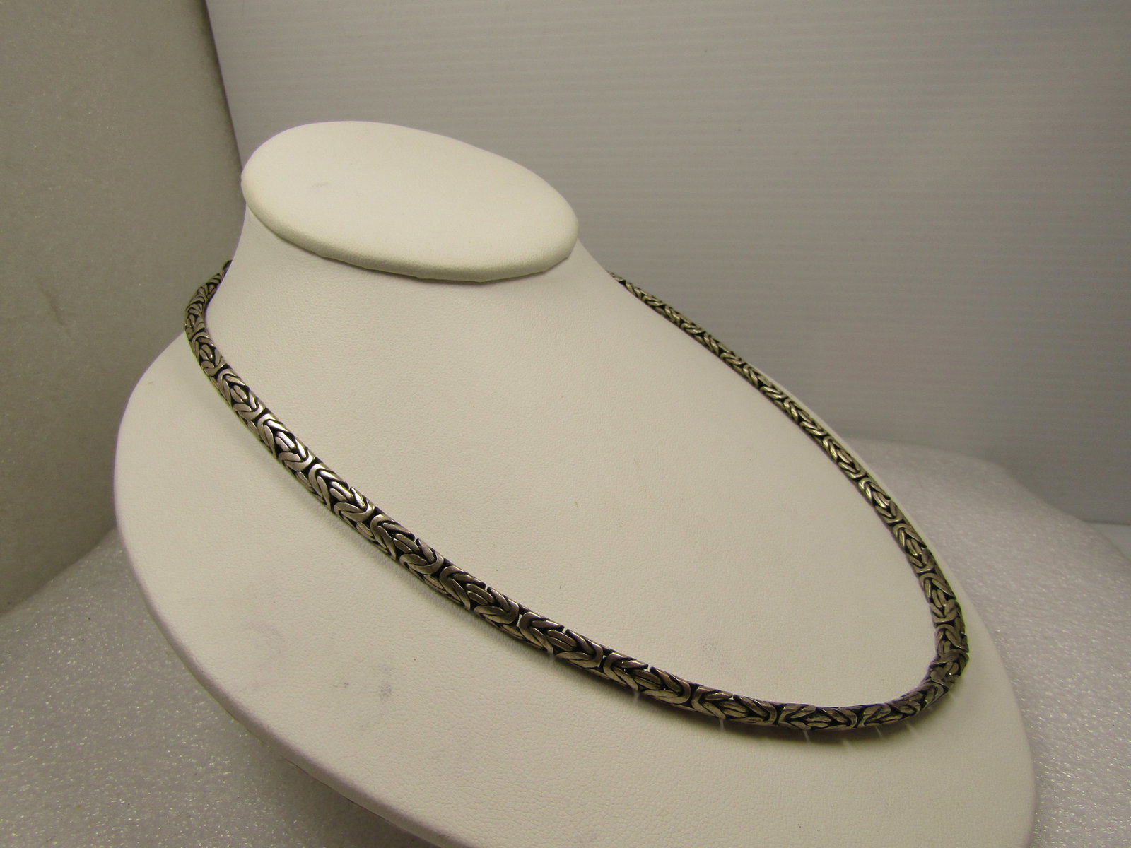 Vintage Sterling Silver 5mm Byzantine Necklace, 20" Hook Clasp. 1980's-1990's Signed BA - 3